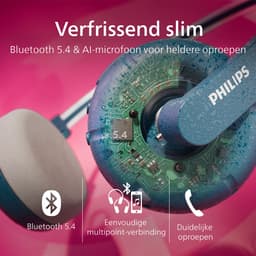 PHILIPS TAH2000TL/00 Draadloze on-ear koptelefoon - multipoint aansluiting - Retro Look - Light Weight - Teal Blauw — thumbnail 7