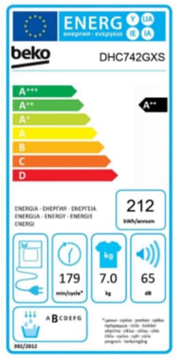 Beko DHC742GXS wasdroger Vrijstaand Voorbelading 7 kg A++ Wit — thumbnail 2