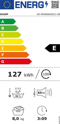 Sharp warmtepompdroger KDNHA8S6GW21CB 8Kg — thumbnail 2