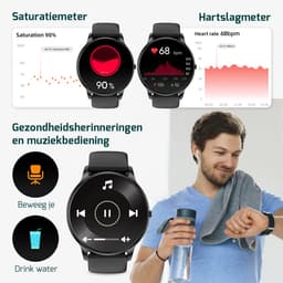 FITAGE Sporthorloge met GPS - Smartwatch Stappenteller Horloge - Activity Tracker - Smartwatches Heren, Dames & Kinderen - Zwart — thumbnail 6