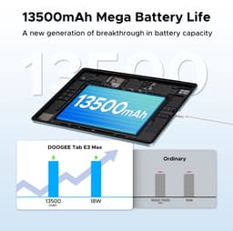 Doogee TAB E3 Max VIP - Tablet - 32 GB RAM + 256 GB ROM /TF 2TB -MTK Helio G100 - 14 inth Ips - Android 15 - 13500mAh - 4G LTE - 5G WLAN - Vier luidsprekers - GPS - Blauw — thumbnail 3