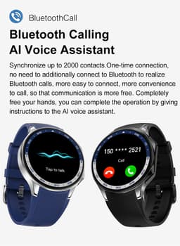 Knobbout 1.43 inch AMOLED-scherm met 3D-ontwerp Smartwatch - Slimme opnamefunctie- 4 GB interne opslag - MP4-video-ondersteuning - Nieuwste ATS3085S Gen 2-chipset - Ingebouwde kompasfunctie - Zwart lederen + siliconen horlogeban — thumbnail 16