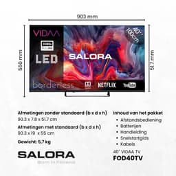 Salora FOD40TV - Smart TV - VIDAA - Televisie - Smart tv 40 inch - TV - Full HD - 2025 — thumbnail 5