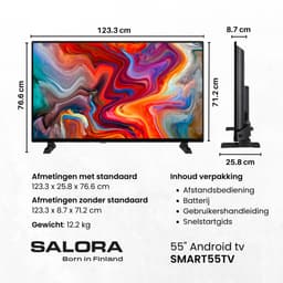 Salora SMART55TV - Smart tv 55 inch - 4K UHD - Smart TV - Televisie - 55 inch smart tv - Tv - 2025 model — thumbnail 7