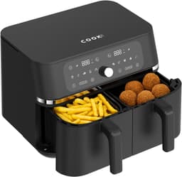 Dubbele Airfryer XXL 9L - 2×4.5L - 3200W - 11 Programma’s - Smart Finish & Match Cook - 60–200°C Instelbaar - PFAS-vrij - Vaatwasserbestendige Manden - COOK-IT — thumbnail 1