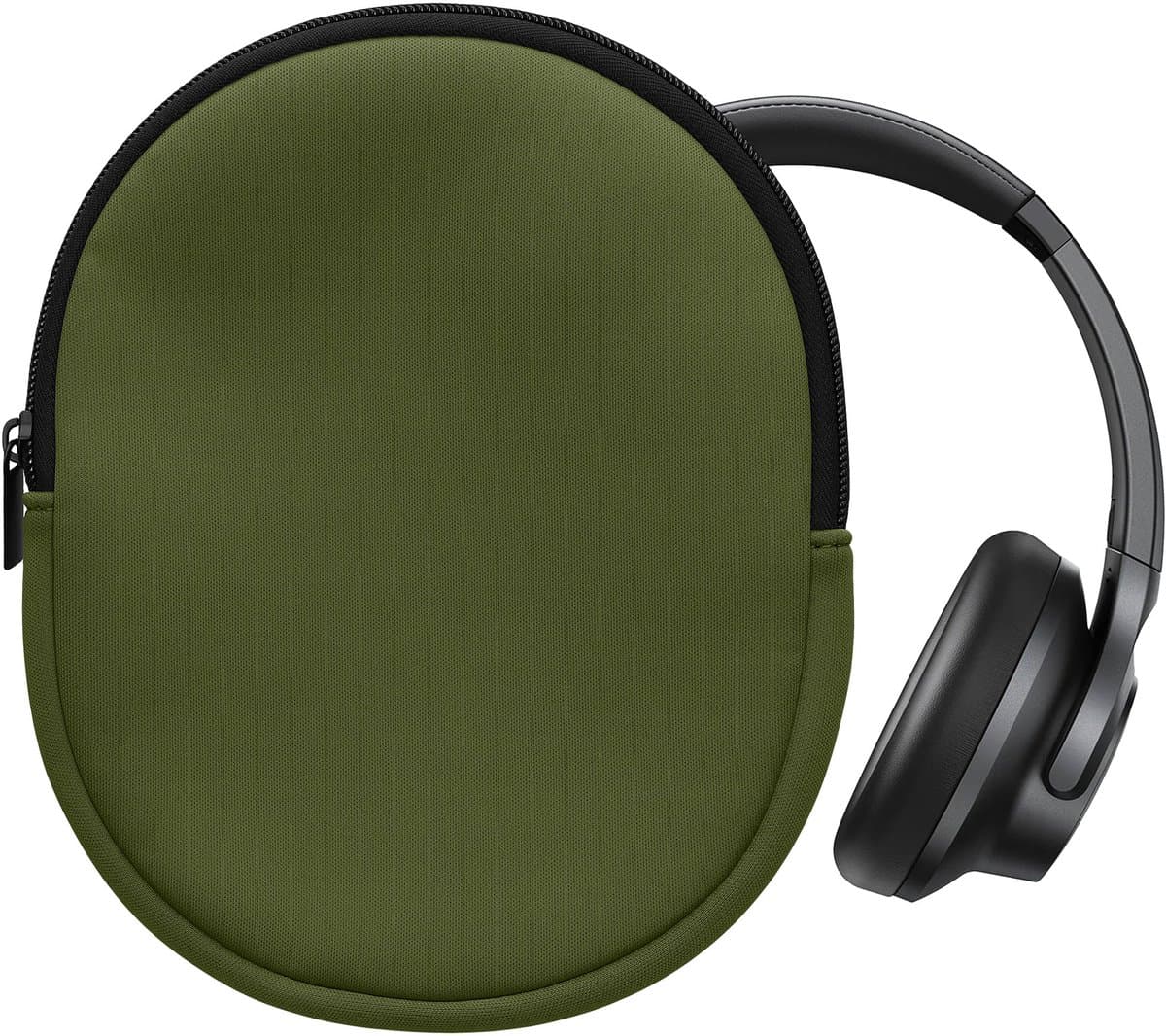 kwmobile hoes geschikt voor Anker Soundcore Q20i - 20 x 16 cm - Beschermhoes voor headset in olijfgroen - Van neopreen — afbeelding 1
