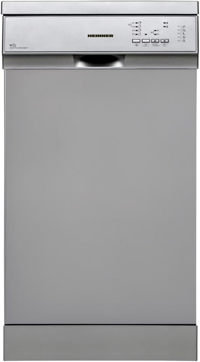 Heinner HDW-FS4552DSE++ Vrijstaand Vaatwasser – 10 Couverts – 5 Programma’s – LED Display – AquaStop – Zilver – 5 Jaar Garantie — afbeelding 1
