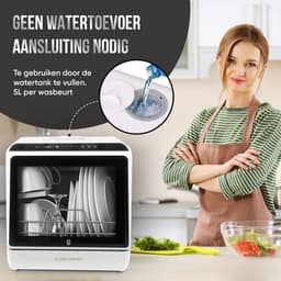 GudeaSmart® Mini Vaatwasser Incl. App – Afwasmachine – 5 Programma’s – 900 Watt – 42,5 x 42,8 x 45,8 cm - Wit — thumbnail 7