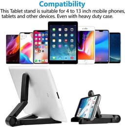 Crrynuo-Verstelbare -tabletstandaard - voor iPad-Samsung Galaxy en Kindle Fire-tablets - Draagbare tabletstandaard - Bureautelefoonhouder voor iPhone-Samsung (zwart) — thumbnail 2