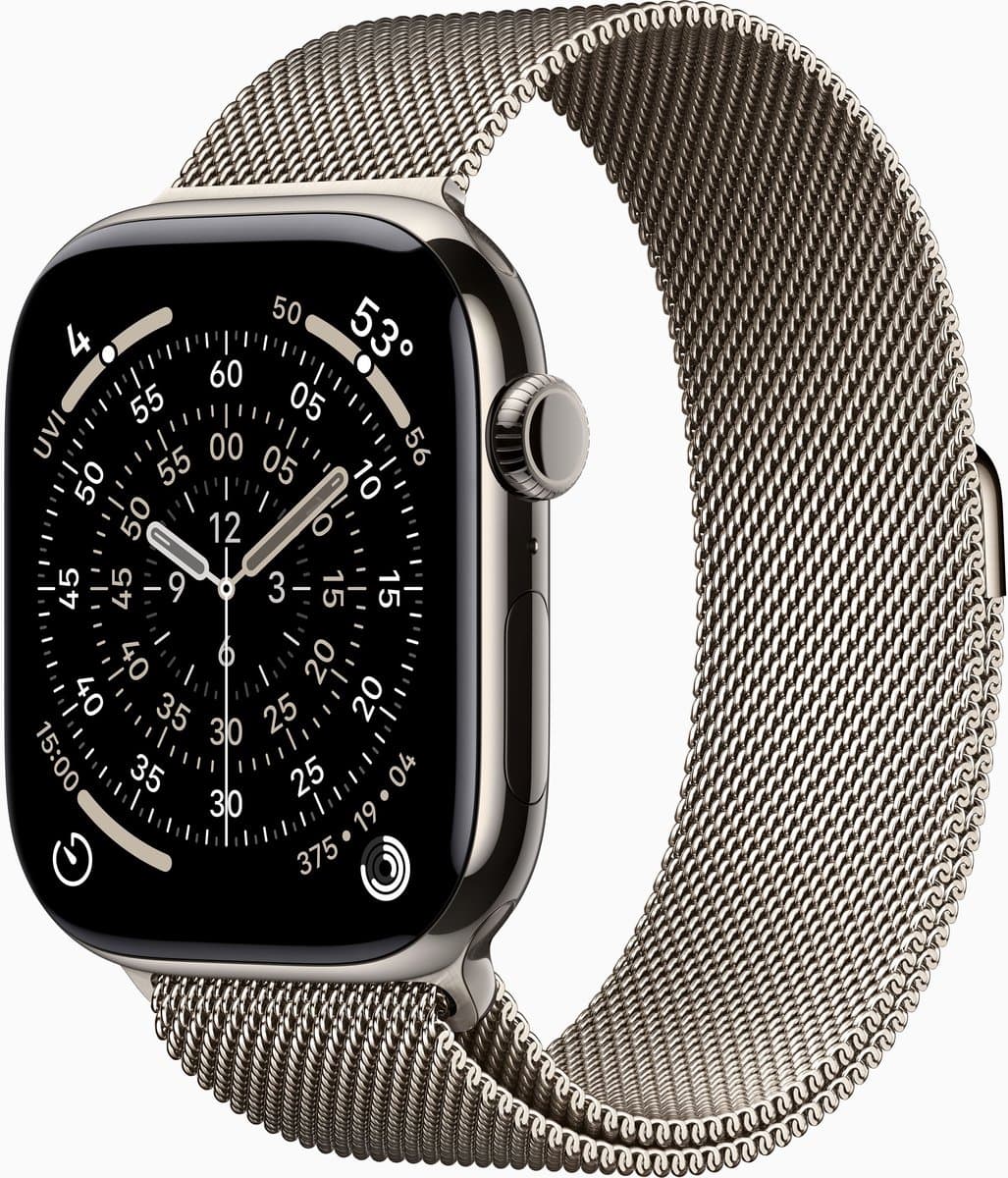 Apple Watch 11 - Wifi + 5G - 46mm - Titanium Case with Natural Milanese Loop - M/L — afbeelding 1