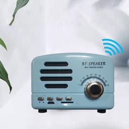 JeiibrZui Retro Bluetooth Speaker - Vintage Bluetooth Speaker - Draadloze Connectiviteit Ingébouwde Microfoon - 3W - Blauw — thumbnail 7