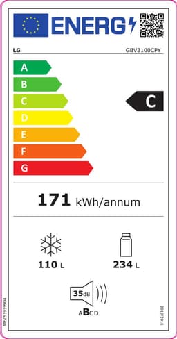 LG GBV3100CPY.APYQEUR koel-vriescombinatie Vrijstaand 344 l Zilver — thumbnail 2
