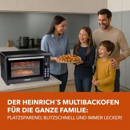 Heinrich´s HMO 8402 Mini-oven met hete lucht - 30L – met touch-bediening - kleine oven met draaispit, airfryer-inzetstuk – binnenverlichting - 1600W — thumbnail 4