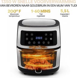 AG5300 Airfryer XXL Premium Zilver – 5.5L Hete Luchtfriteuse – Digitaal Display – 8 Programma’s – Anti-aanbak – Vaatwasserbestendig – Extreem Stil – Gezond Koken Zonder Olie – Inclusief Receptenboek — thumbnail 12