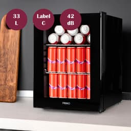 PRIMO PR193BC Drankkoelkast - Minibar - Mini Koelkast - Glazen deur - 33L - C - Zwart — thumbnail 5