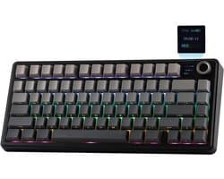 EPOMAKER x AULA F75 MAX - Zwart/Grijs - Mechanisch Draadloos Toetsenbord - RGB - 75% - QWERTY - Gaming Keyboard - Leobog Reaper Switch