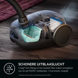 AEG AB61H6SW Allergy 6000 - Stofzuiger met zak - Parketborstel - Dierenhaar - Hepa filtratie - Mini turboborstel - Parketzuigmond - Vacuum cleaner - Alle vloetypen - Wit - 650 watt - Lang snoer 12m bereik - Compact design - 5 extra accessoires — thumbnail 5