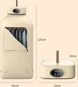 Multifunctionele Droger - Elektrische Wasdroger - Draagbare Compact - Opvouwbare Wasdroger - 1000 W - Kleine droger - Smart Droger - Tijdsinstelling - Beige — thumbnail 2