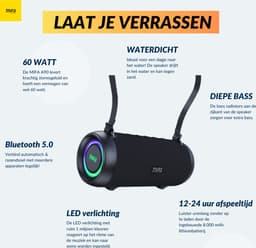 Mifa A90 - Bluetooth Speaker - Krachtig Stereo geluid - 60 Watt - Diepe Bass - Waterdicht - Draagbaar - 24u afspeeltijd - Bluetooth 5.0 - Draadloos – Zwart — thumbnail 12