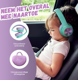 PowerLocus PLED Draadloze Koptelefoon Over-Ear voor Kinderen - LED lampjes - met Microfoon - Micro SD poort - Teal/Purple — thumbnail 9