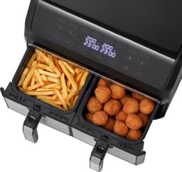 Inventum GF800HLD Dubbele Airfryer XXL - 8L - Dual Cook - Grill- & roosterfunctie - 8 programma's - 80-200 °C - PFAS-vrij - Tot 6 personen - Zwart/RVS — thumbnail 3