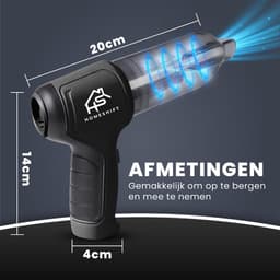 HomeShift® Auto Stofzuiger Draadloos V2 - Kruimelzuiger - Handstofzuiger - Kleine Stofzuiger - Draadloze stofzuiger - Air Duster - Nat & Droog - Zwart — thumbnail 7