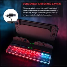 Charging Dock Station voor Nintendo Switch 2 van MMOBIEL – Oplaadstation voor 4 Joy-Con Controllers met 7 RGB Verlichtingsmodi, 9 Game Card Slots, LED Laadstatus Indicatoren – Compleet Laadstation — thumbnail 3