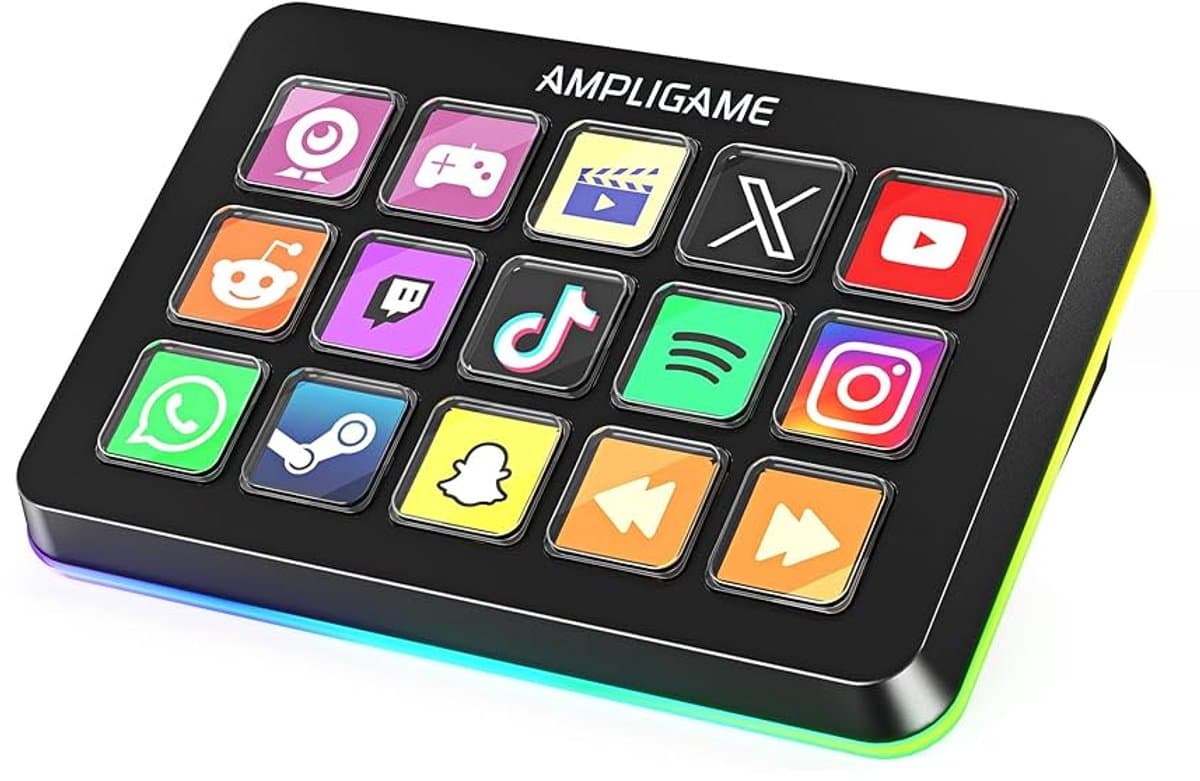 FIFINE - D6 - Mixer - RGB Studio Controller - 15 LCD Aanpasbare Toetsen - Podcast / Streaming / Gaming - Inclusief Gratis Software - Zwart — afbeelding 1