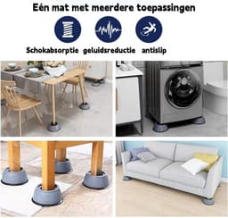 Wasmachine basis - Kunststof - Schok- en geluidsdempend - Antislip, trillingsdempend, bewegingsdempend en vochtbestendig - Rubber - Universeel voor drogers, wasmachines, koelkasten en wasmachines - 4 stuks - 8 cm — thumbnail 5