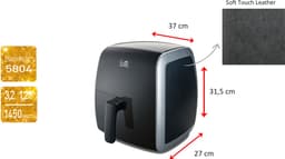 FRITEL Airfryer SnackTastic® 5804 – Airfryer / Heteluchtfriteuse 3,2L – 1450W – Voor 2-5 Personen – Digitaal Touchscreen – 8 Programma’s – Compact – Soft Leder Look – Zwart — thumbnail 4