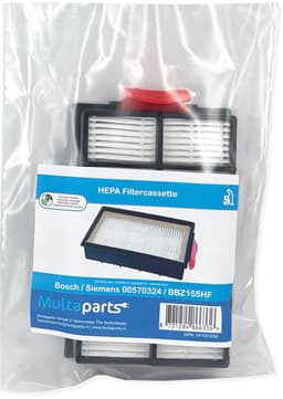 Multaparts® HEPA Filter geschikt voor Bosch Roxx'x / Siemens X6.0 Extreme | Afmetingen: 13,5 x 8,4 x 3,5 cm | Filter met grote rode vergrendelingsnok | O.a. geschikt voor Bosch Roxx'x serie | Vervanger voor 00570324, BBZ155HF — thumbnail 2