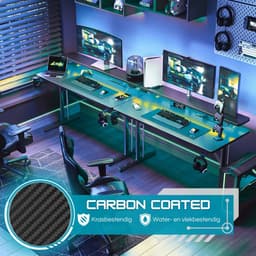 Five Stars® Game Bureau - 100x50x75 cm - Game Bureau met LED verlichting - Zwart Carbon - Gaming Desk - Computertafel - RGB LED Verlichting — thumbnail 4