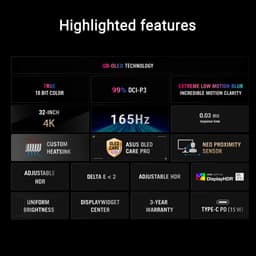 ASUS ROG Strix OLED XG32UCDS - 4K UHD QD-OLED Gaming Monitor - USB-C 15W Power Delivery - 32 inch - 165Hz — thumbnail 11
