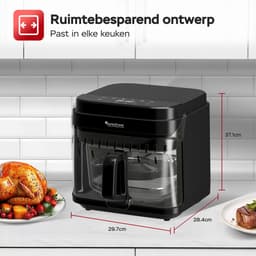 Turbotronic AFG5 Airfryer XXL met glazen bak- BPA & PFAS Vrij - 5.5L - Heteluchtfriteuse - Dual Heating - 40ºC tot 200ºC - 8 Kookprogramma's - Zwart — thumbnail 6