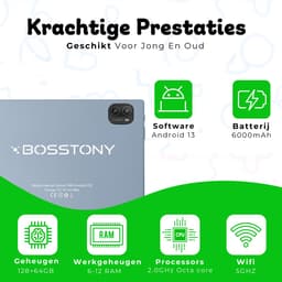 Bosstony Snelle Kids Tablet 10 inch - Ouderlijk Toezicht - 6000mAh Batterij - Android 13 - Incl Beschermpakket - Kindertablet vanaf 3 jaar — thumbnail 6