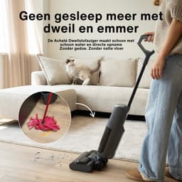 Achaté Dweilstofzuiger – 3-in-1 Steelstofzuiger met Dweilfunctie – Nat & Droog Vloerreiniger – Draadloos 55 min – Zelfreinigend – Voor streeploos schone vloeren — thumbnail 3