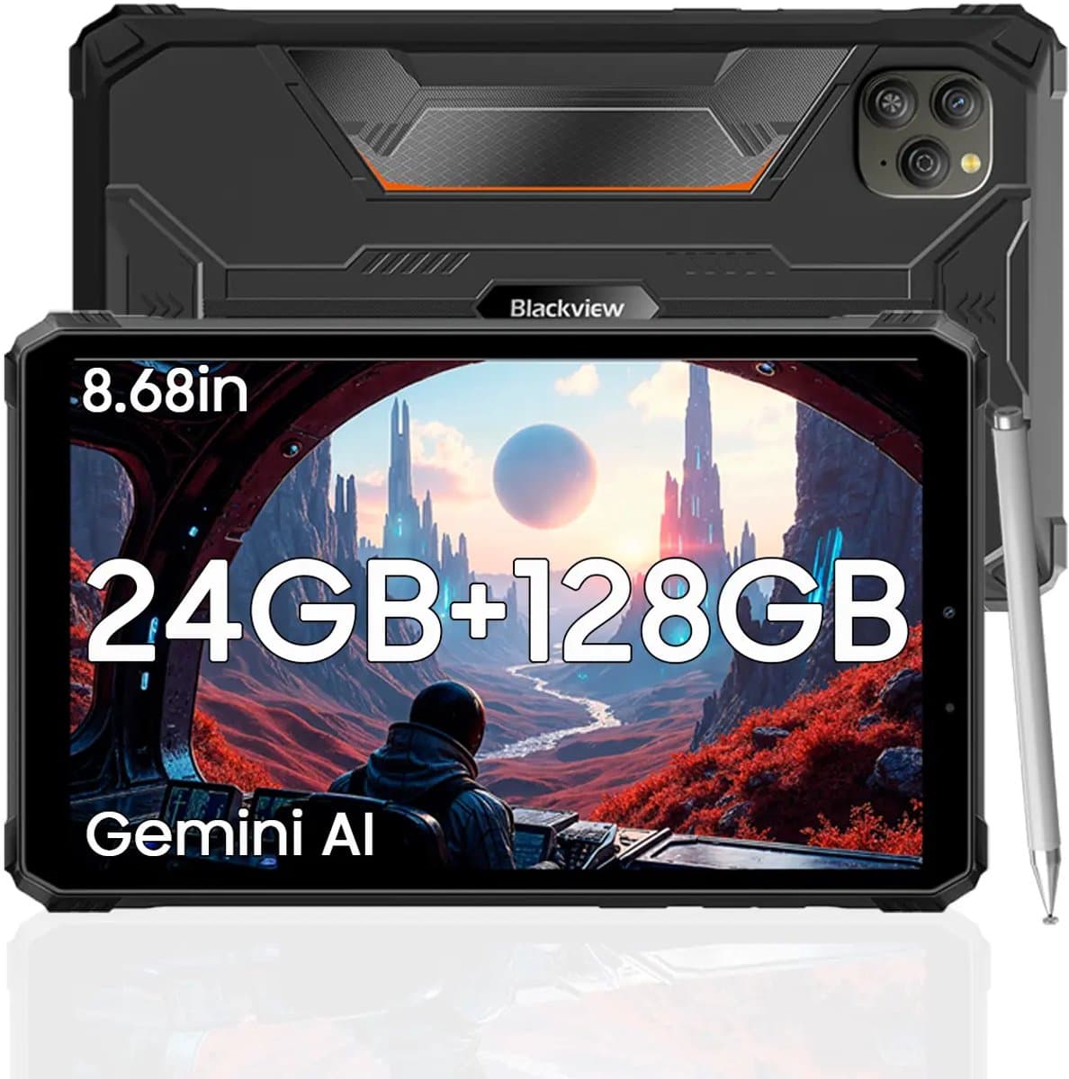Blackview Active 5 - Tablet - 24GB RAM - 128GB ROM - Dual 4G SIM+WiFi - 8.68 inch - 6600mAh - Octa Core - Android 15 Bluetooth 5.2 - NFC - OTG - Zwart — afbeelding 1