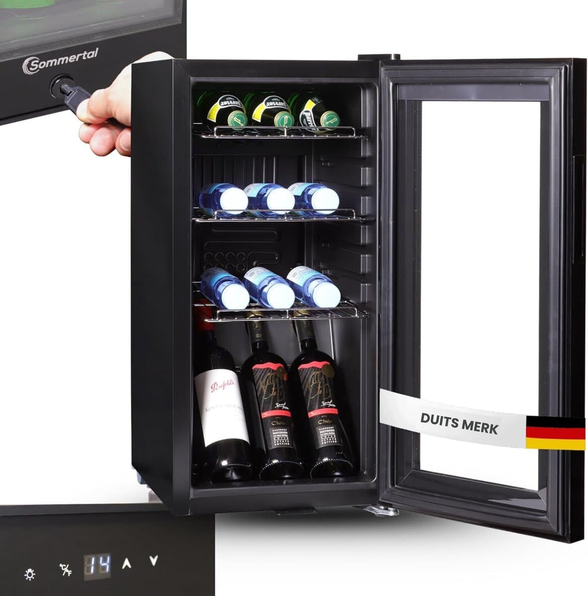 Sommertal Koelkast – Stille Drankkoelkast met LED Touchscreen en Slot – Mini Koelkast – 48L – Zwart — afbeelding 1
