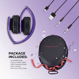 PowerLocus P1 Bluetooth Koptelefoon – Draadloos – Over Ear – Met Microfoon – Inklapbaar - incl. Hoes – Purper — thumbnail 5