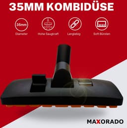 Maxorado Combimondstuk voor uw stofzuiger 35 mm - geschikt voor Bosch, Siemens, AEG, Quigg, Kärcher, Fakir, EIO, Samsung, Panasonic, Clatronic - borstel universeel 35mm — thumbnail 1