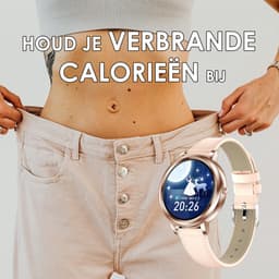 Darenci Smartwatch Classy Pro - Smartwatch dames - Smartwatch heren - Activity Tracker - Touchscreen - Lederen band - Dames - Heren - Horloge - Stappenteller - Bloeddrukmeter - Verbrande calorieën - Zuurstofmeter - Roségoud - Roze - Spatwaterdicht — thumbnail 6