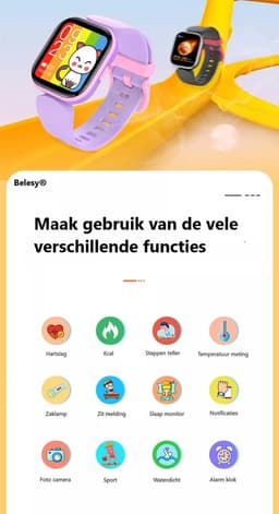 Belesy® Humble - Smartwatch Meisjes– Kinder Horloge – Stappenteller – Calorieën –Hartslag – Sporten –Je eigen foto als wijzerplaat - Kleurenscherm - Full Touch – Paars – Siliconen - Moederdag — thumbnail 6