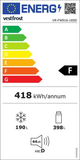 Vestfrost VR-FW916-1E0D - Koel-vriescombinatie - Black RVS - 588 Liter - ijsblokjesproductie - Maxi-Fresh filter - 0 ° compartiment - NoFrost - ION technologie — thumbnail 2