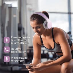 PowerLocus P1 Bluetooth Koptelefoon – Draadloos – Over Ear – Met Microfoon – Inklapbaar - incl. Hoes – Wit/Paars — thumbnail 5