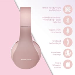 PowerLocus P1 Bluetooth Koptelefoon – Draadloos – Over Ear – Met Microfoon – Inklapbaar - incl. Hoes – Rose Gold — thumbnail 2