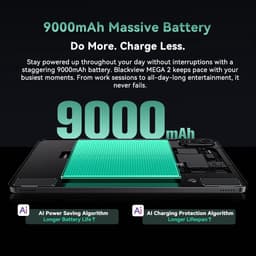 Blackview MEGA 2 Tablet Sets - 4G LTE+WiFi - 12 Inch - 24GB RAM - 128GB - Met Toetsenbord(QWERTY), Beschermhoes, Muis, Stylus - Android 15 - Widevine L1 - 9000mAh - Blauw — thumbnail 5