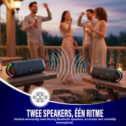 Muring Draadloze Bluetooth Speaker - Muziek Box - Tot 20 uur Afspeeltijd - TWS Pairing - Bluetooth 5.3 - Partybox - Luidspreker - Geluidsbox - Zwart — thumbnail 6