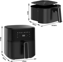 Dewelling XL 6,5 L Airfryer 625A – 1700 W heteluchtfriteuse met metalen binnenruimte, 8 programma’s en touchscreen– eenvoudig te reinigen — thumbnail 5