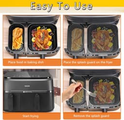 Spatbescherming Gescht voor Philips Airfryer 3000 Dual Basket, siliconen spatbescherming heteluchtfriteuse accessoires, Airfryer spatbescherming accessoires voor Philips NA350 NA550 6L/3L Airfryer 5000 — thumbnail 6