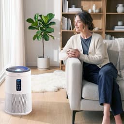 Blanc Square Luchtreiniger Pro - Air Purifier - HEPA 13 + Koolstoffilter - 400m³/h 90m² met UV-Desinfectie - Slaapkamer, Woonkamer, Kantoor – Tegen Allergie, Pollen, Geurtjes - Luchtkwaliteitindicator - Clean Air Slaapstand — thumbnail 7
